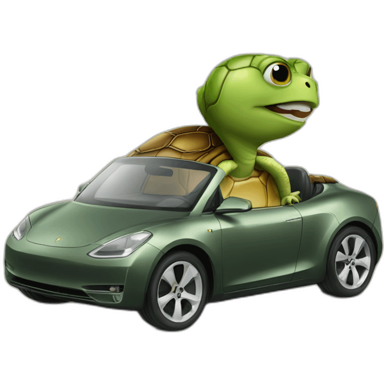 Paparazzi turtle driving tesla emoji