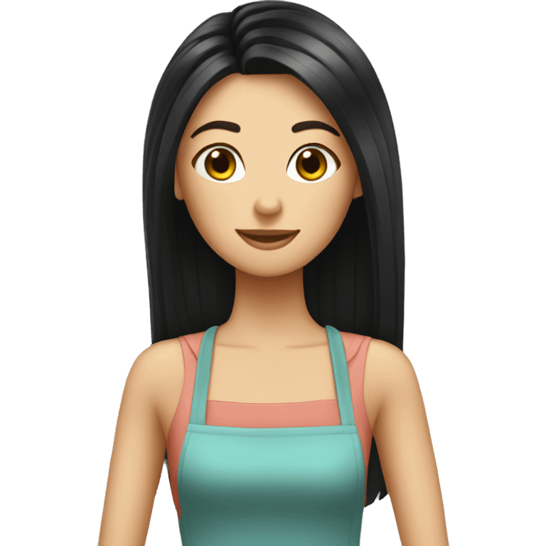 long straight black hair fair skinned girl making pasta emoji