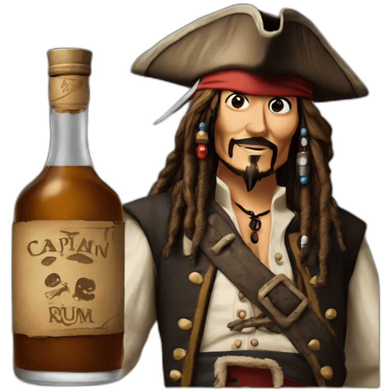 Captain Jack Sparrow and bottle of rum emoji