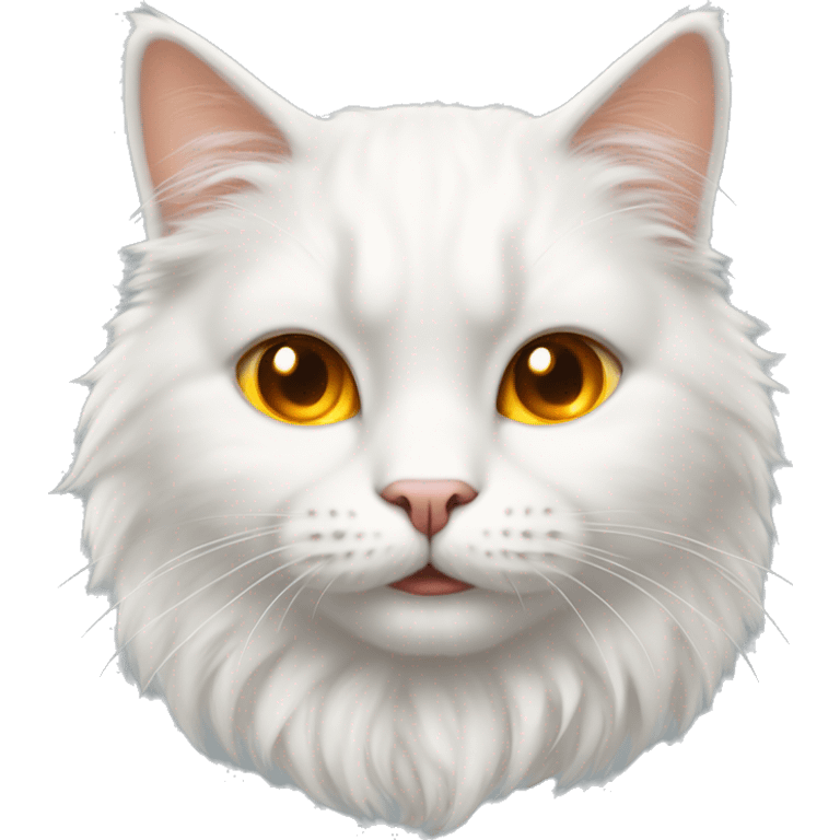 White Fluffy Happy Cat with golden orange eyes and golden juwel on forehead emoji