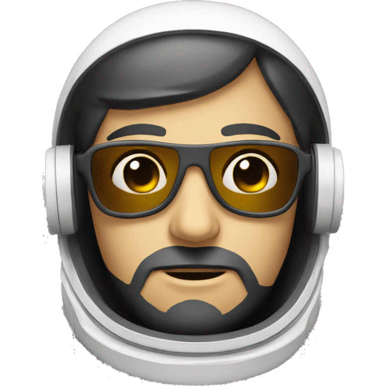 head shot posing caucasian astronaut with black beard and sun glasses emoji