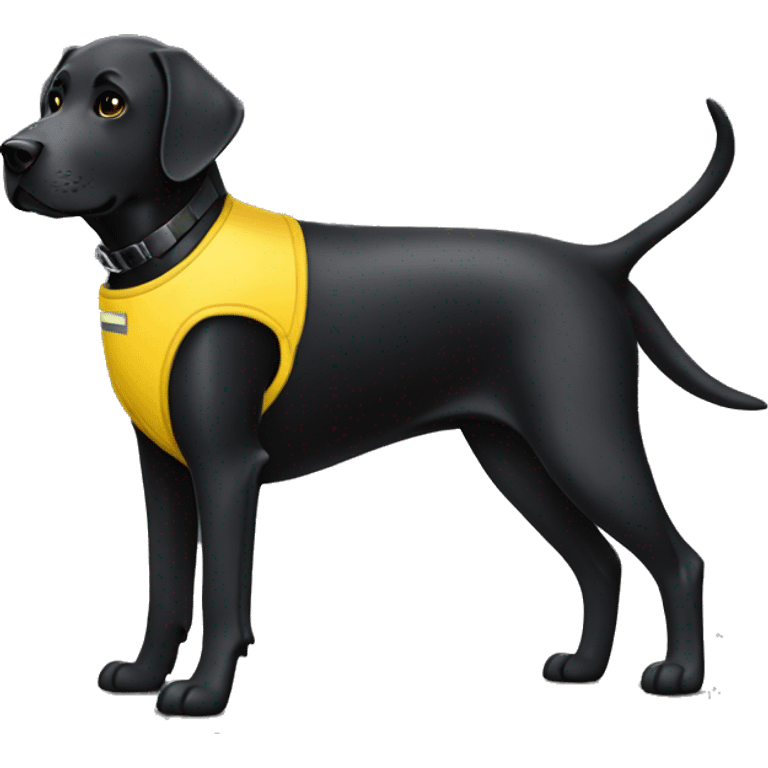 black Labrador with yellow service vest emoji