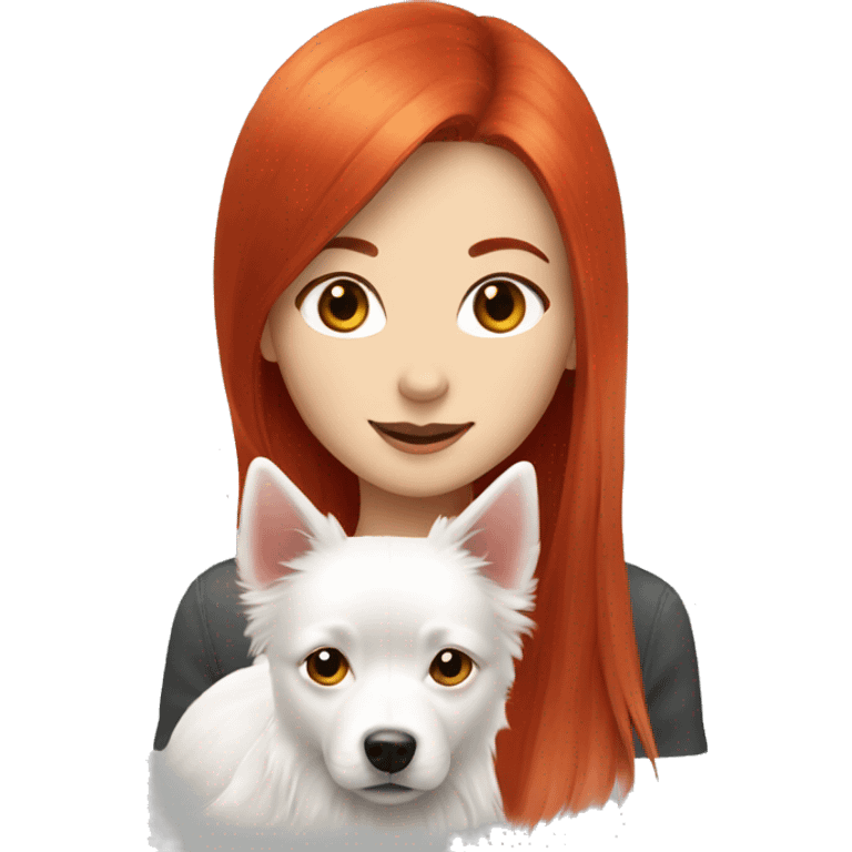 red hair girl with Japanese spitz dog emoji