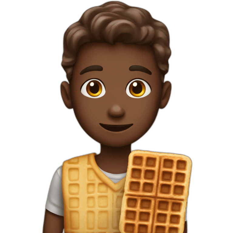 Boy with waffle chocolate emoji