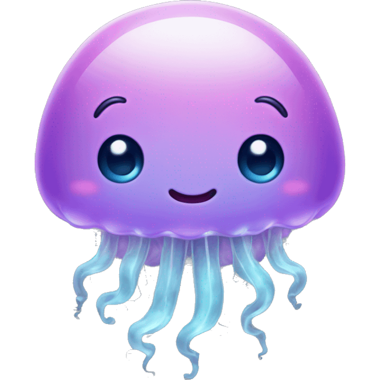 cute kawaii baby jellyfish slightly smile emoji