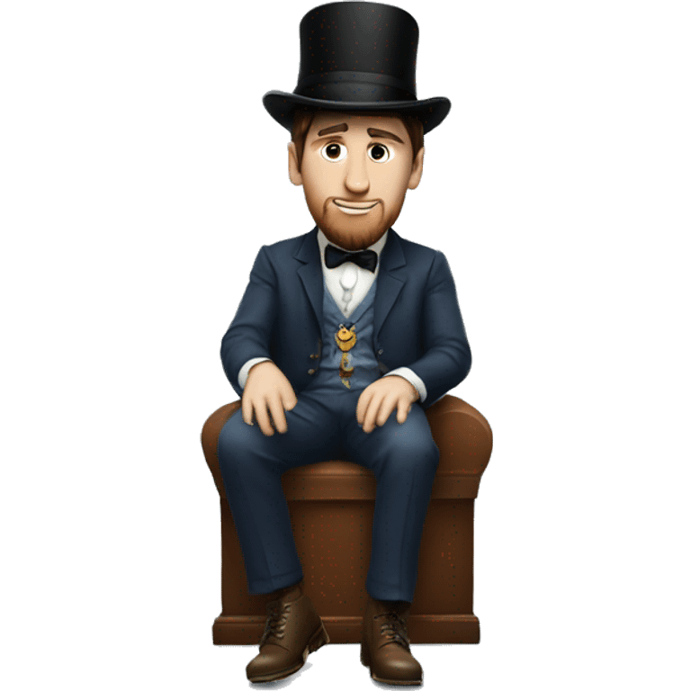 messi with top hat sitting down emoji