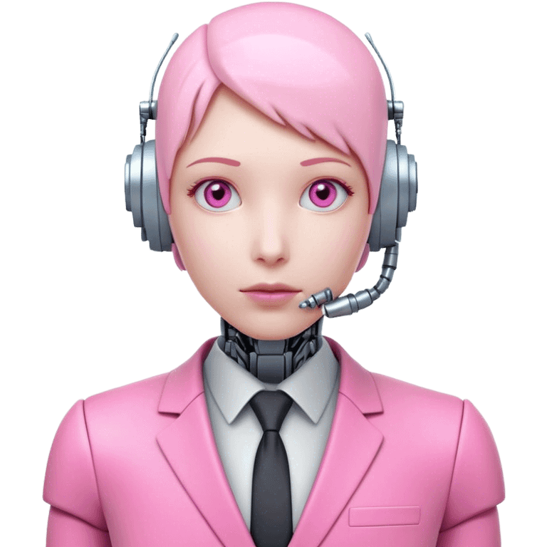 robotic human-looking 3d office worker in intensive pink color suit emoji