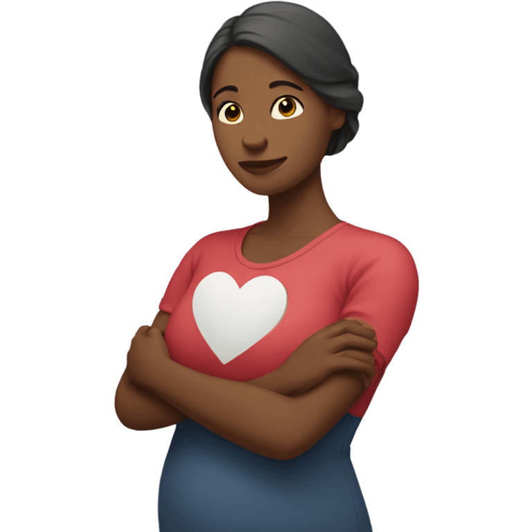 Mother holds her heart in her arm emoji