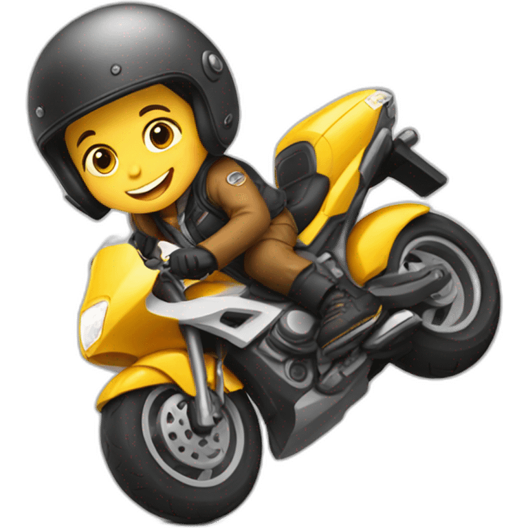 Kid on motor bike with wearing helmet and shoes emoji