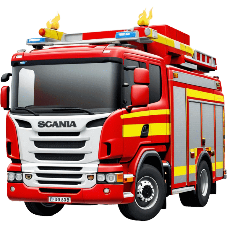 Fire Truck - Scania P320 Fire Truck (Model Year: 2015) (Iconic Colour: Red with white and yellow stripes) emoji