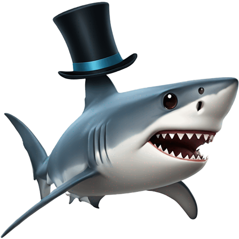 Shark with a top hat emoji