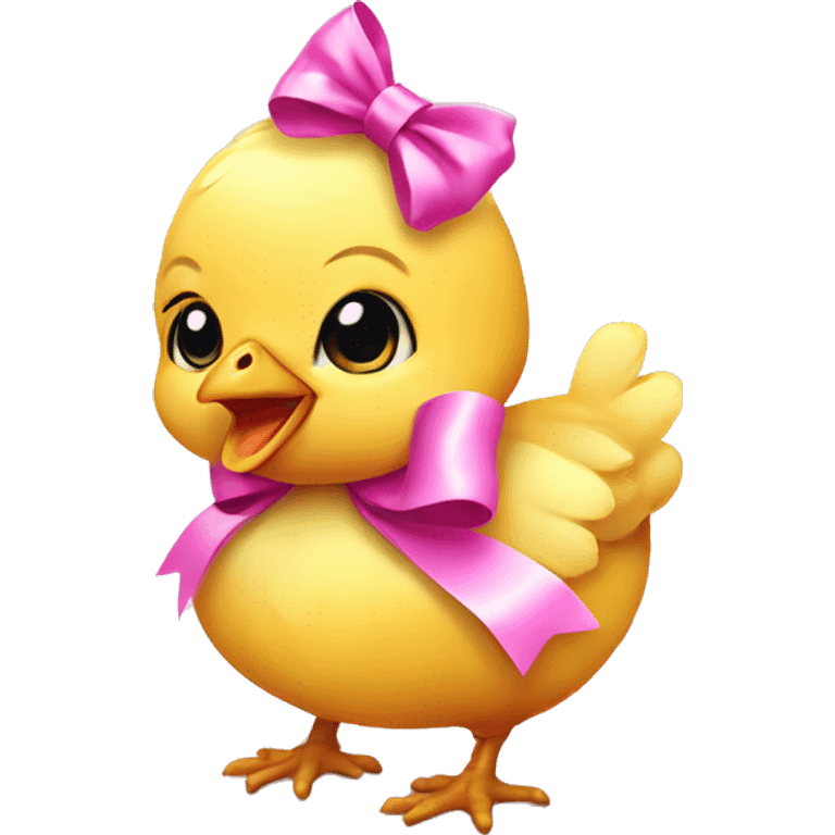 Baby chicken with pink bow emoji