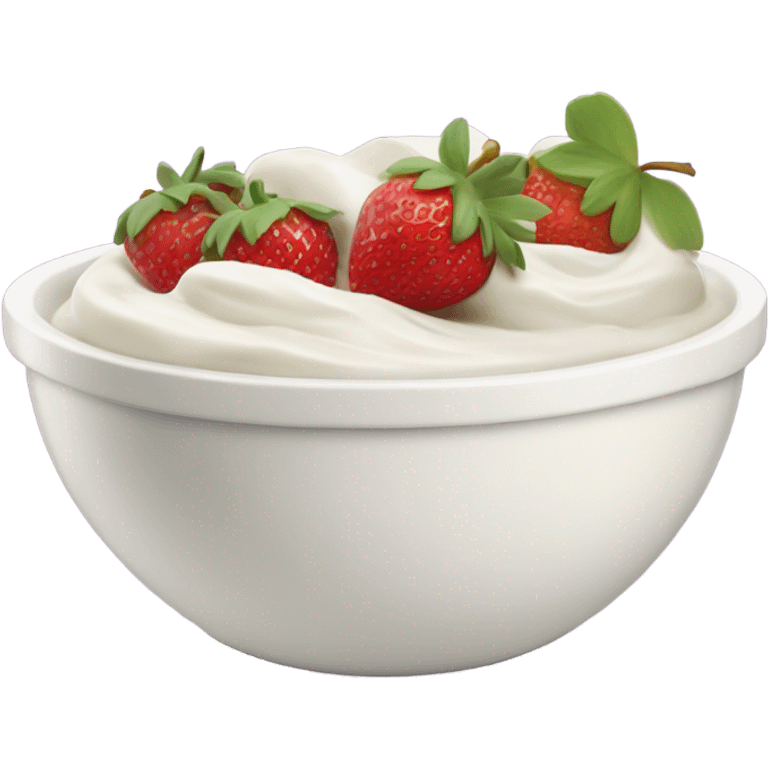 fruit yogurt bowl with strawberries and grapes emoji