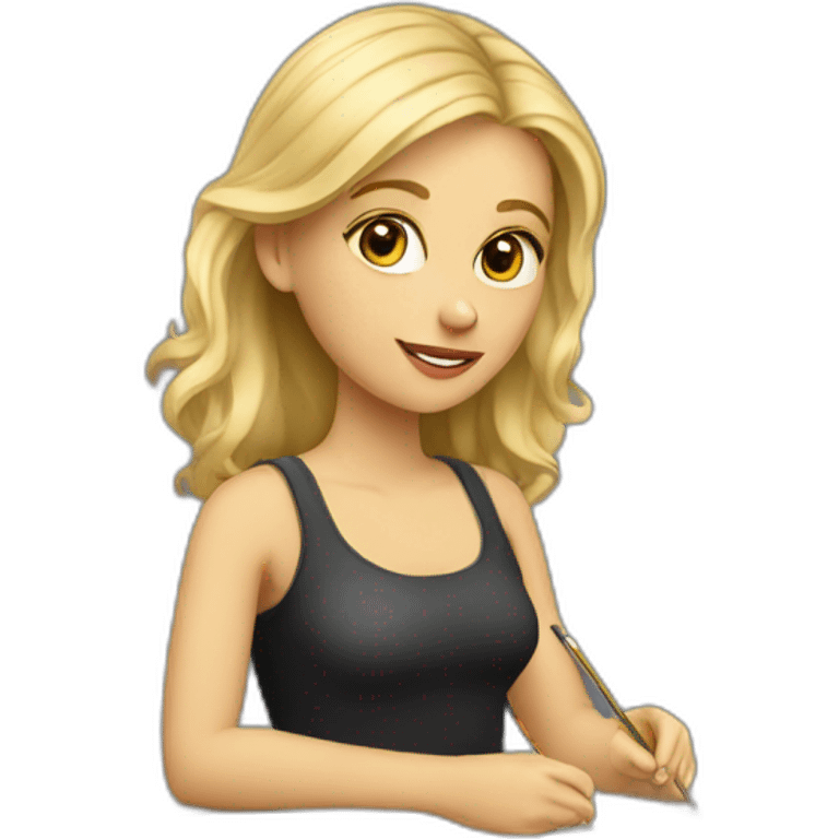 Blonde Girl studying in art school emoji