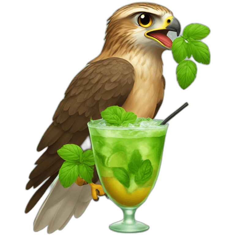 hawk drinking mojito emoji