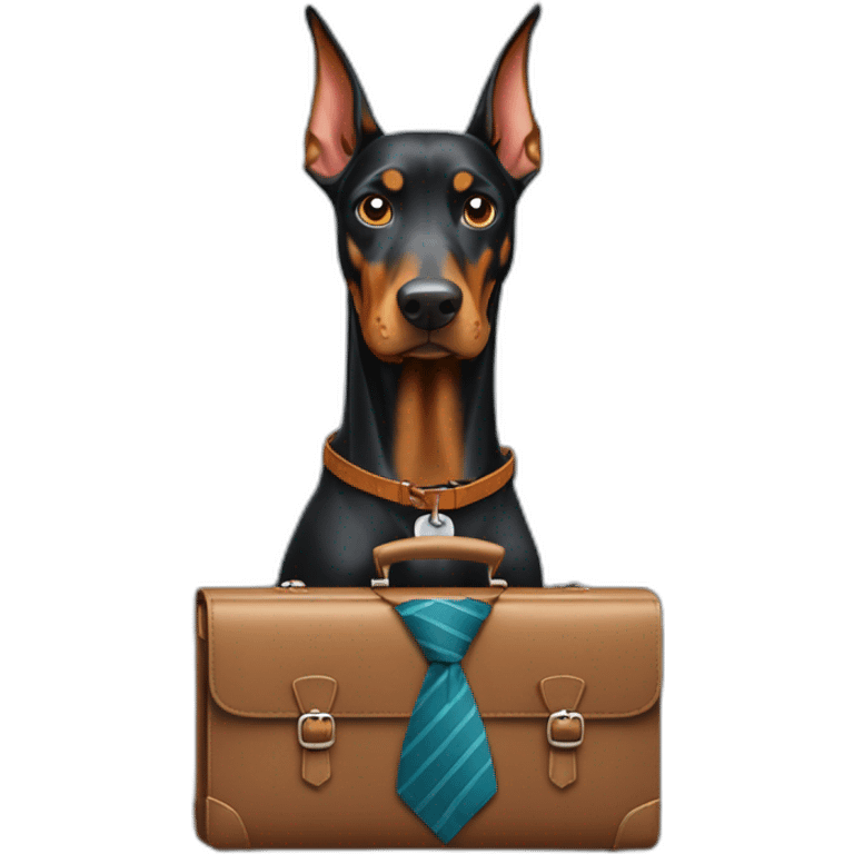 Doberdore dog in tie and with briefcase emoji