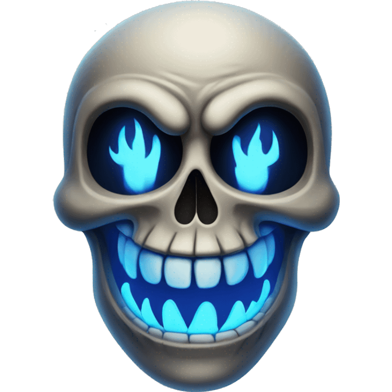 Evil skull with blue flames emoji