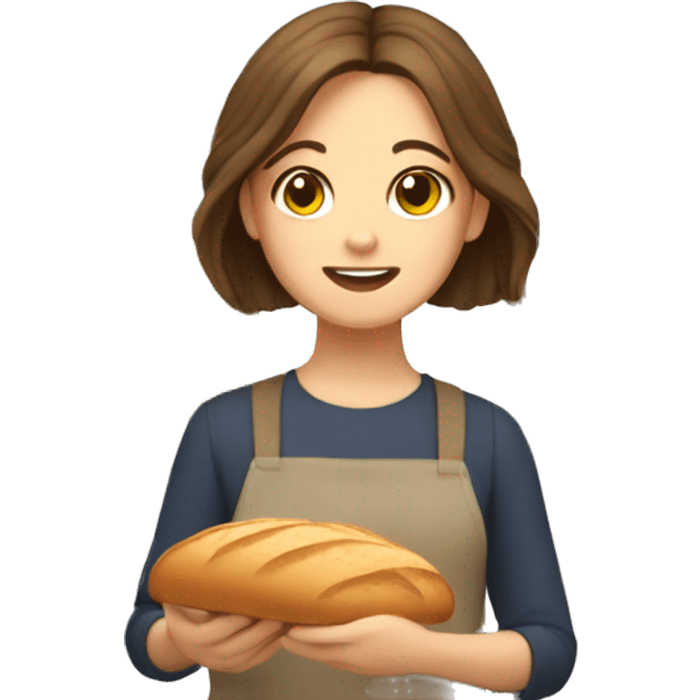 Brown Hair (Full hair) Girl making bread  emoji