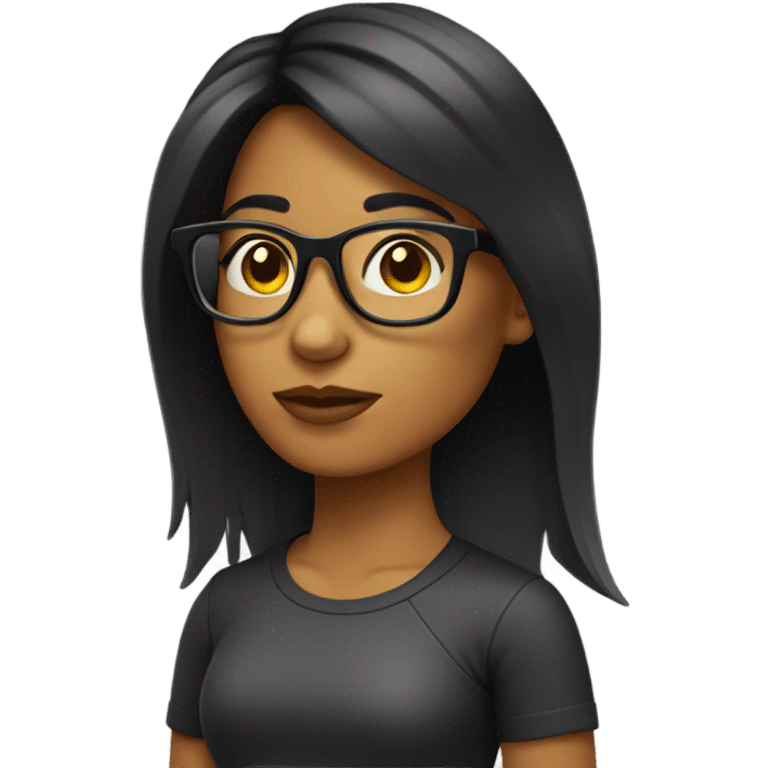 Chica cabello negro con lentes emoji