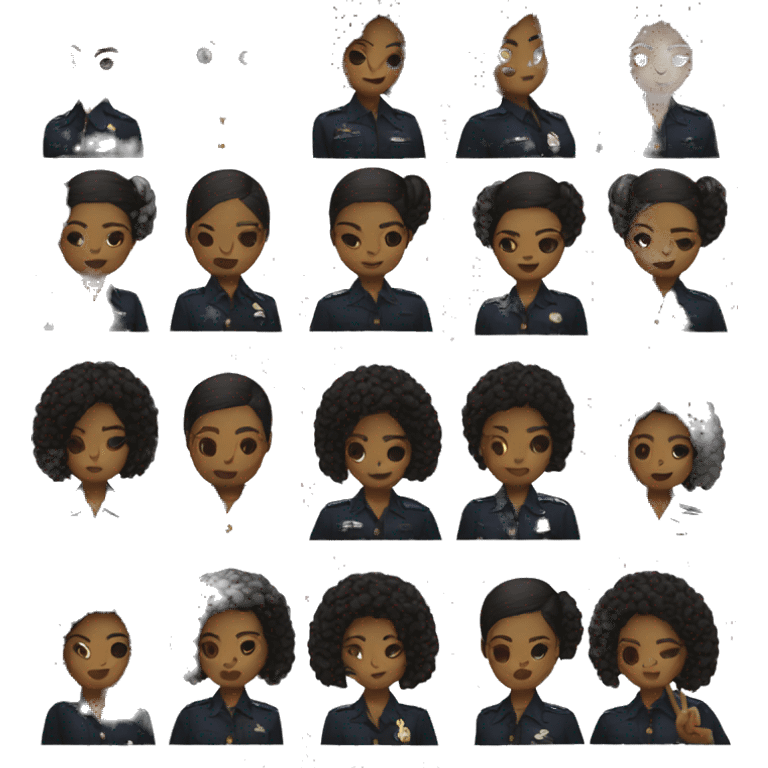 A black cop a hair bun and making the peace symbol with her hands emoji