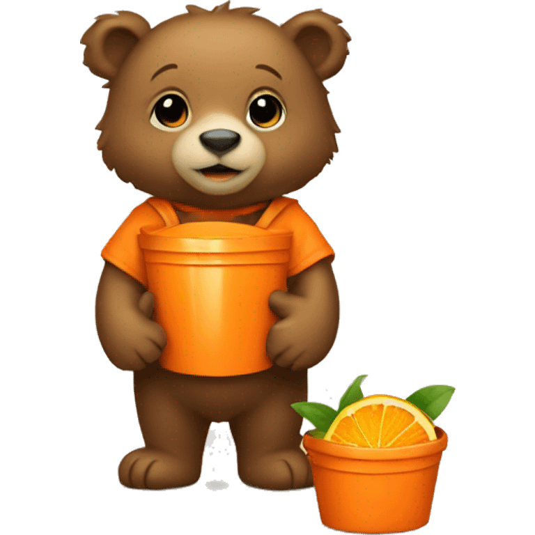 Baby bear and orange bucke emoji