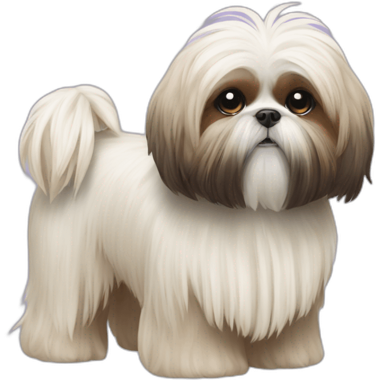 Dog Shih Tzu with long wool full-height  emoji