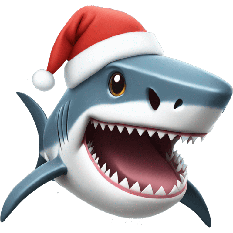 Shark with Christmas hat emoji