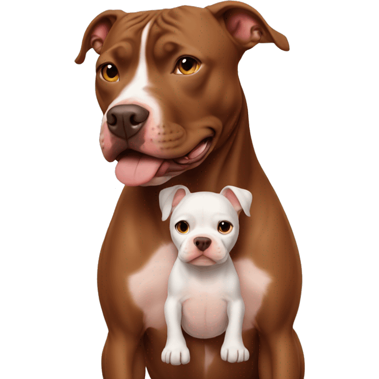 Brown pitbull with baby emoji