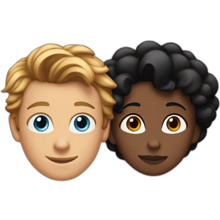 Simon Baker with blue eyes hug a black girl brown eyes and sblack hair in a bun emoji