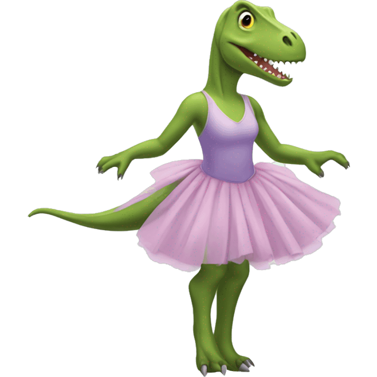 dinosaur with ballet dress emoji