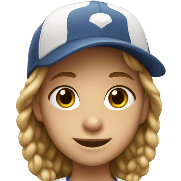 Girls smiling in baseball caps emoji