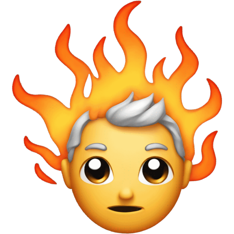 Emoji face with flames as hair emoji