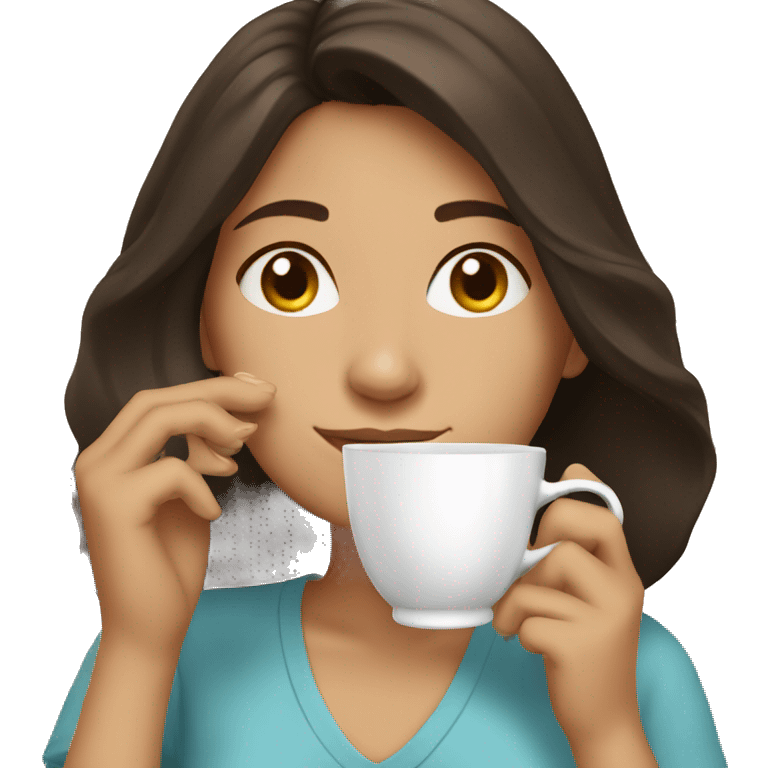 brunette drinking tea emoji