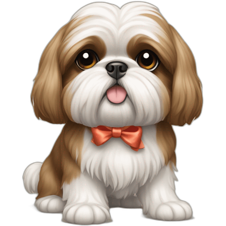 Dog Shih Tzu with a bow on his head full-body emoji