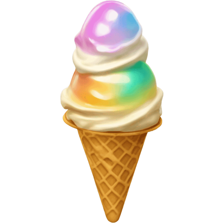 opal Crystal ice cream scoop on gold waffle cone emoji