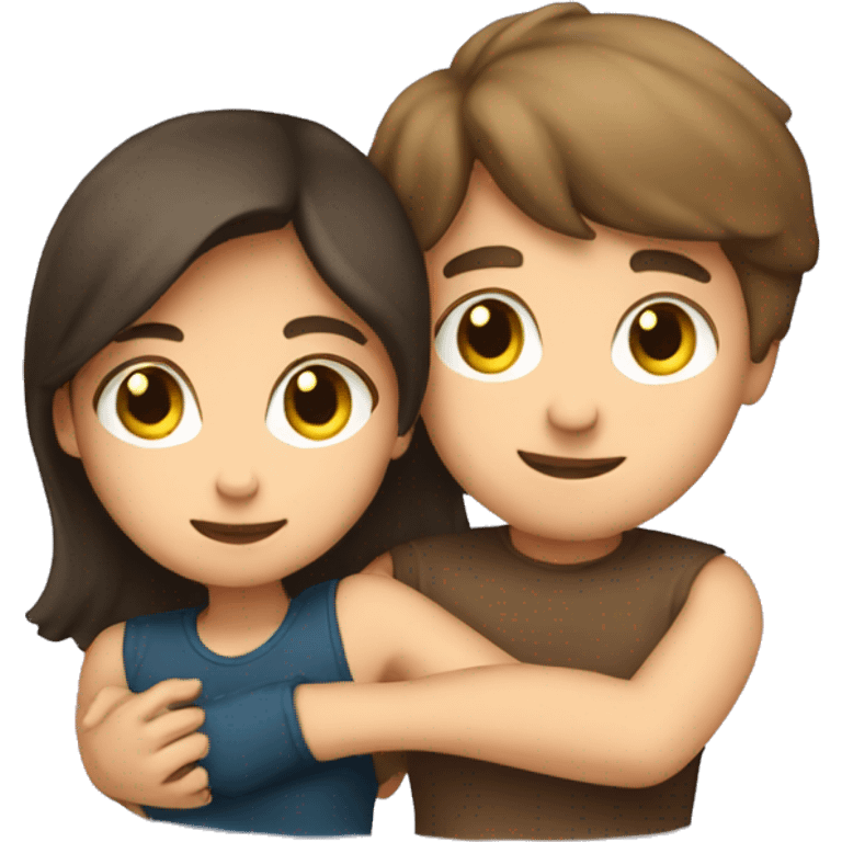 brunette emoji boy and girl hugging  emoji