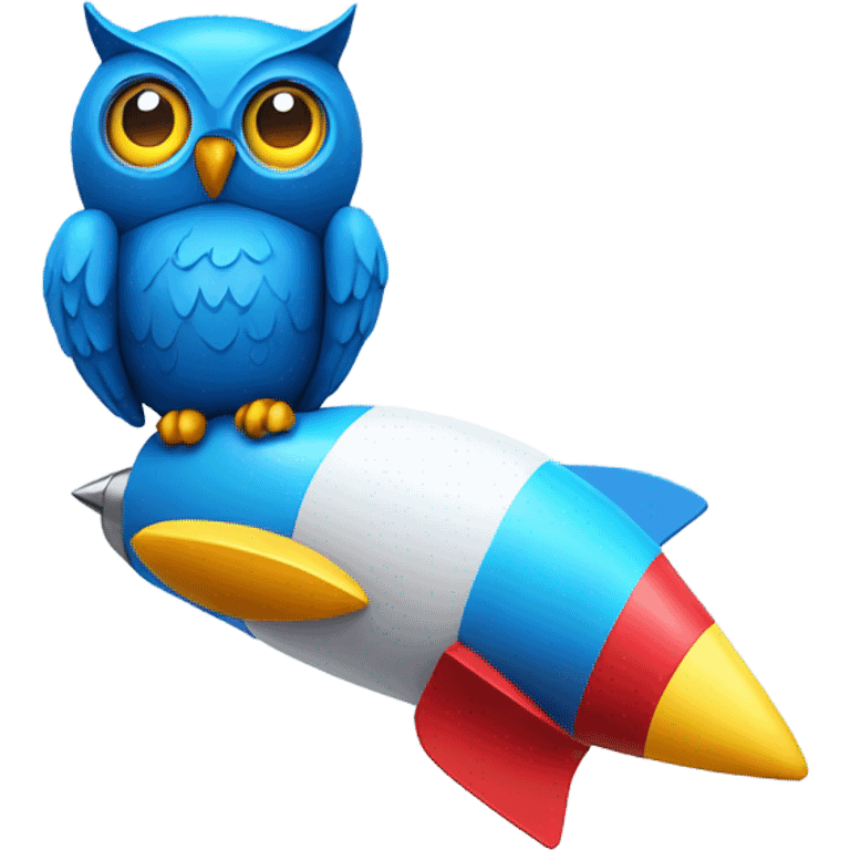 Blue owl with rocket emoji