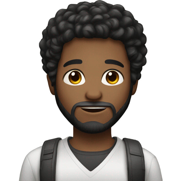  Handsome bearded boy with black African hair emoji