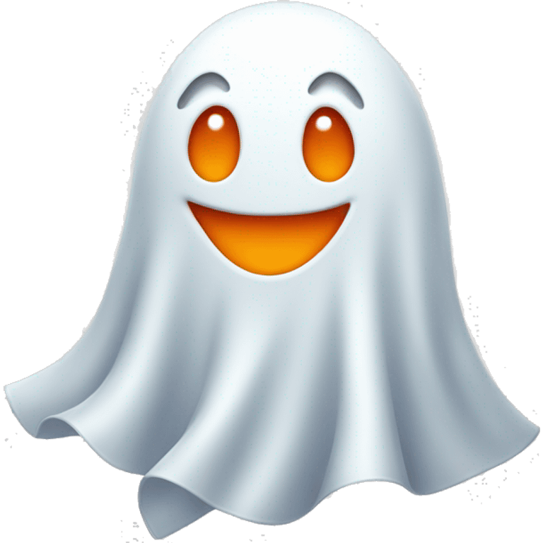 happy ghost with an orange bow emoji