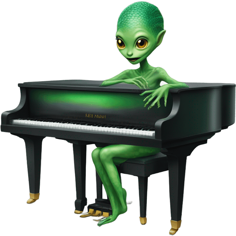 a Reptilian alien woman, play a piano emoji