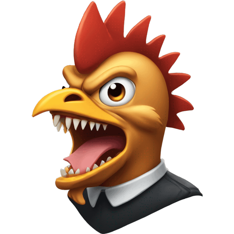 chicken with sharp shark teeth very scary emoji