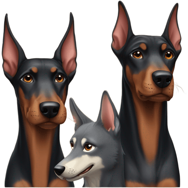 Doberman with wolf couple emoji