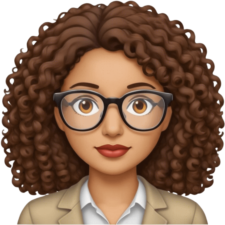 Hispanic women with brown curly hair and glasses emoji