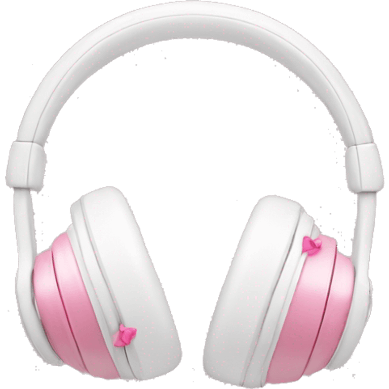 White headphones with silk pink bows on the side emoji