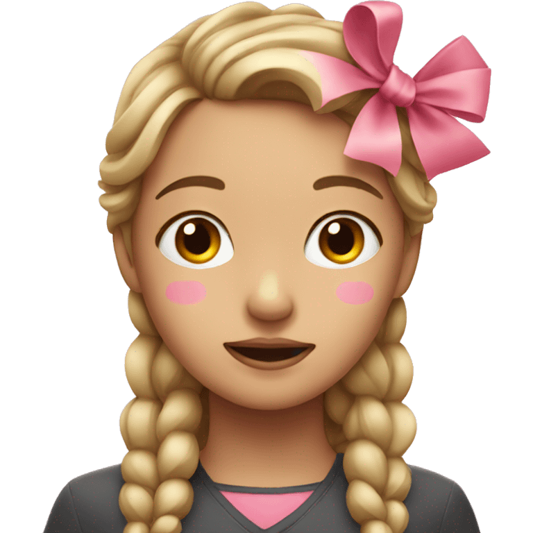 girl with pink bow and eyes closed emoji