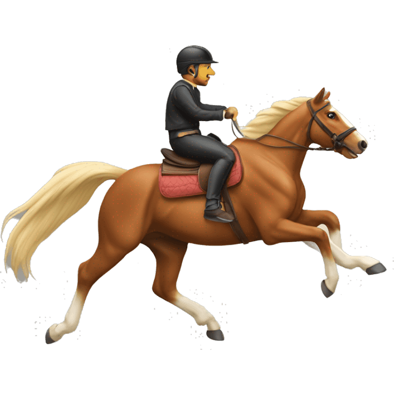 horse in gallop with rider, rider has got fox tail emoji