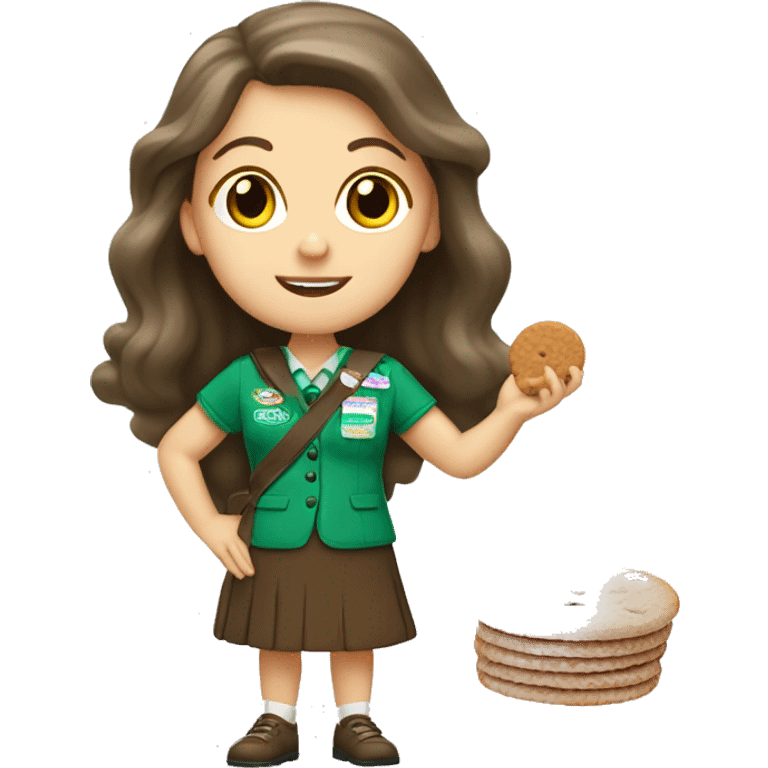 white girl scout selling cookie emoji