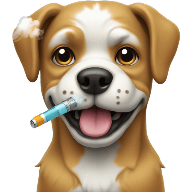 Dog holding a vape  emoji