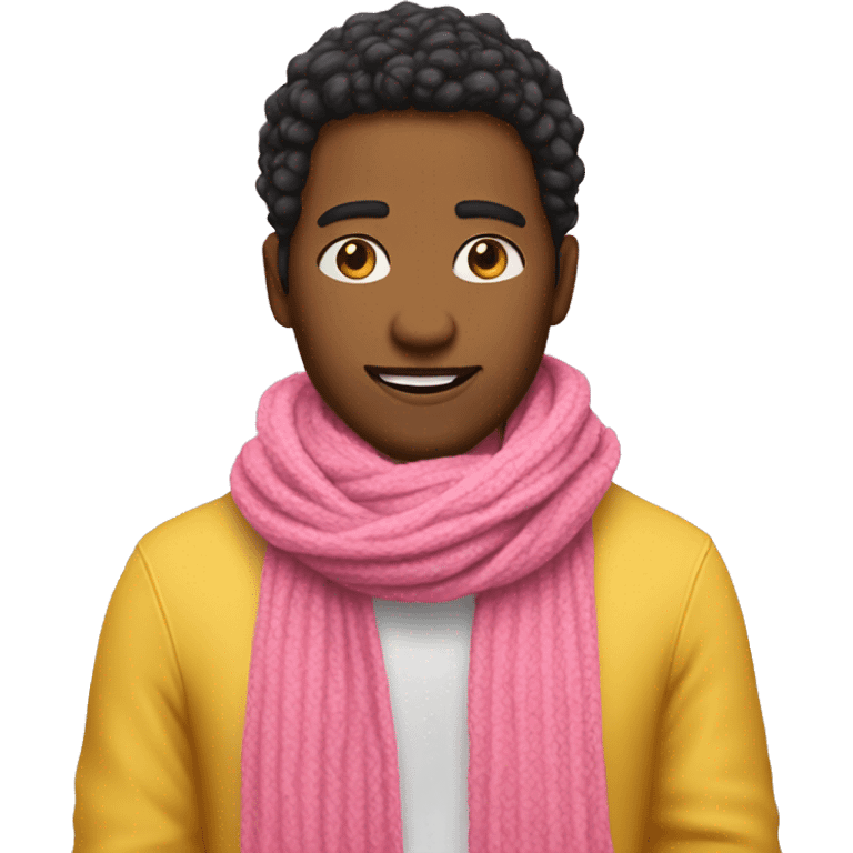 Make me an emoji make it yellow make it have a pink scarf around it and shivering  emoji