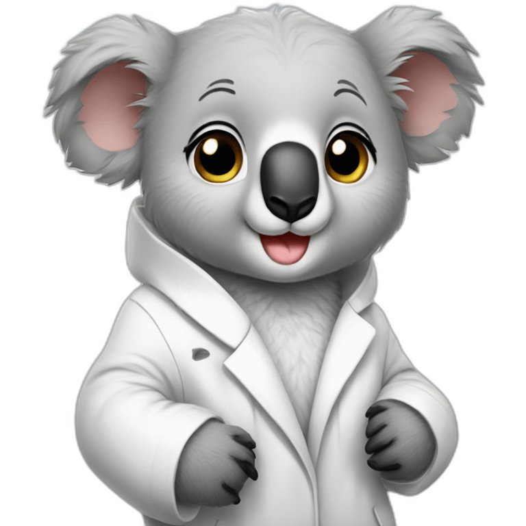 cute koala wearing white coat emoji